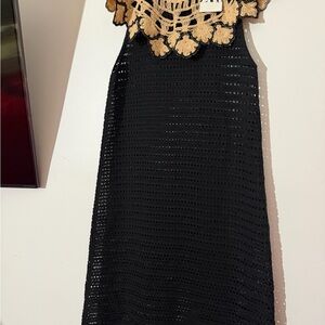 Zara Black and Tan Crochet Dress